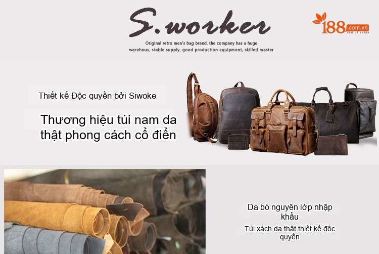 Balo Da Bò Đựng Laptop Form Rộng Phong Cách Vintage Màu Đen, Nâu chi tiết 1