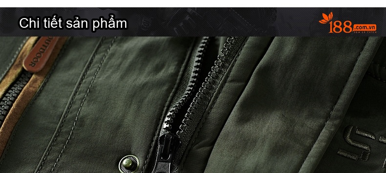 Áo khoác cotton quân sự nam mùa đông thu dáng rộng nhanh khô lót lông có mũ trùm đầu chi tiết 6