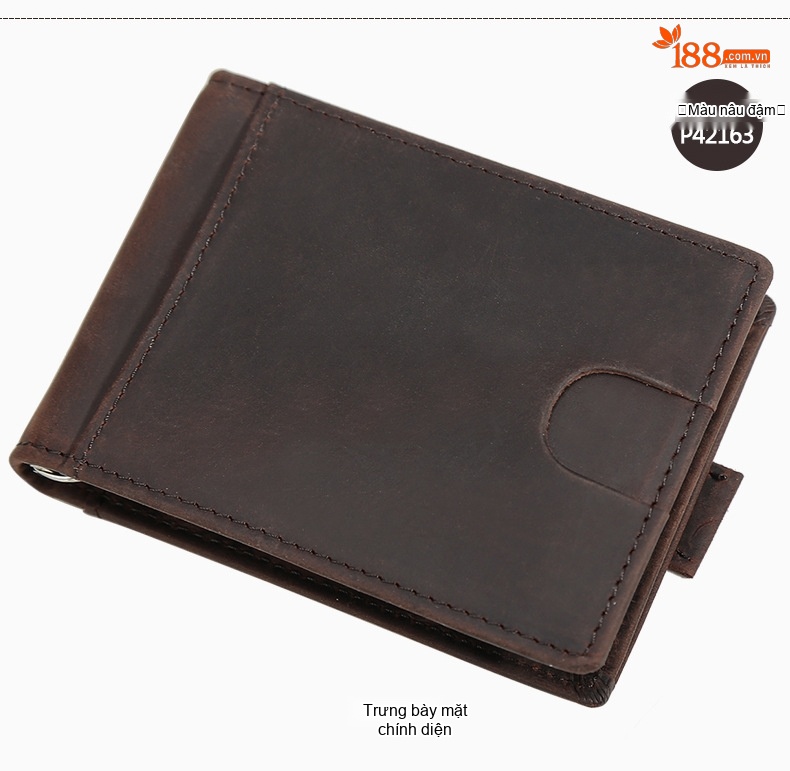 Ví Nam Da Bò Sáp Retro Đựng Thẻ Kéo Rút Chống RFID Màu Nâu chi tiết 8
