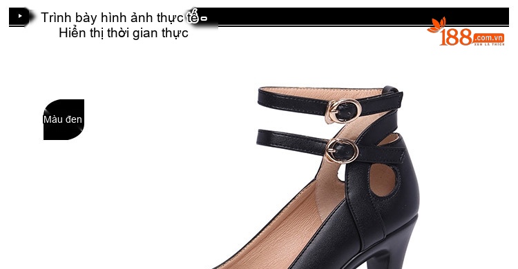 Giày Cao Gót Nữ Mũi Nhọn Quai Cài Da Bóng Chiều Cao Đế Khoảng 8cm Màu Đen, Trắng, Đỏ chi tiết 11