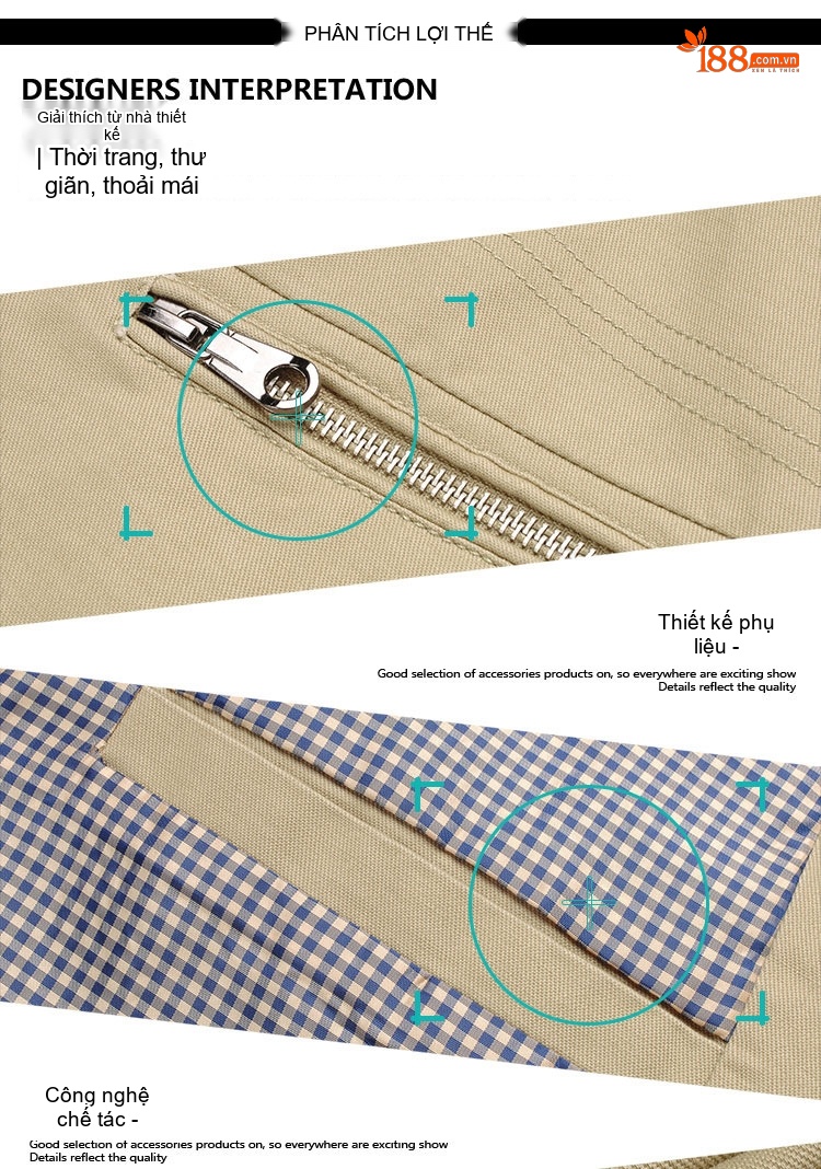 Áo Khoác Gió Nam Dáng Dài Cotton Mỏng Phong Cách Hàn Quốc Màu Be, Xanh Navy, Xanh Rêu, Nâu chi tiết 5