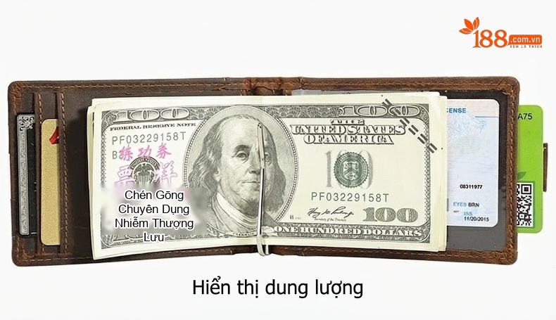 Ví Nam Da Bò Sáp Retro Đựng Thẻ Kéo Rút Chống RFID Màu Nâu chi tiết 7
