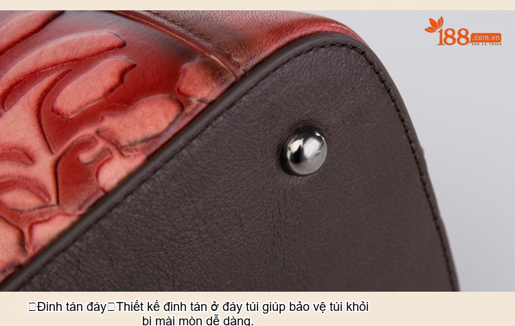 Túi Xách Nữ Da Bò Thủ Công Dập Hoa Phong Cách Retro Sức Chứa Lớn Đeo Chéo Màu Đỏ, Xám, Nâu, Xanh... chi tiết 17