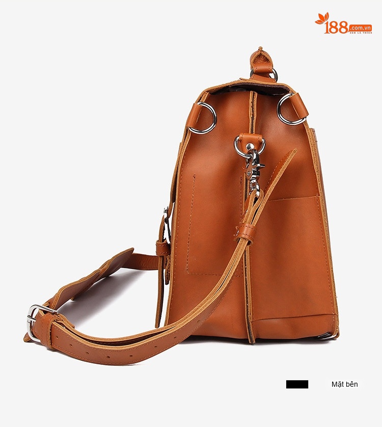 Cặp Túi Đeo Chéo Nam Da Thật Vintage Chống Mòn, Chống Nước, Sức Chứa Lớn Màu Nâu chi tiết 14