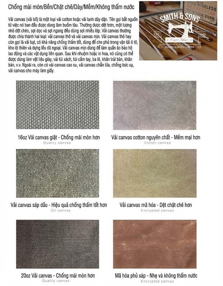 Túi Đeo Chéo/Xách Tay Nam Vải Canvas Chống Thấm Nước Dầu Sáp Đựng Laptop Công Sở Màu Nâu chi tiết 12