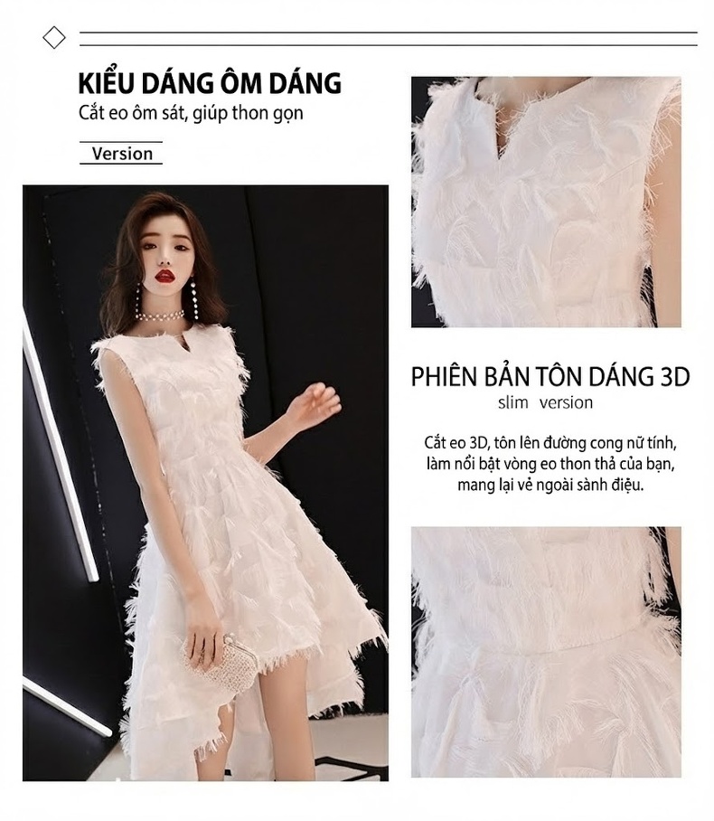 Váy Dạ Hội Nữ Dáng Ôm Thanh Lịch Phong Cách Quý Cô Màu Đen, Đỏ, Trắng... chi tiết 3