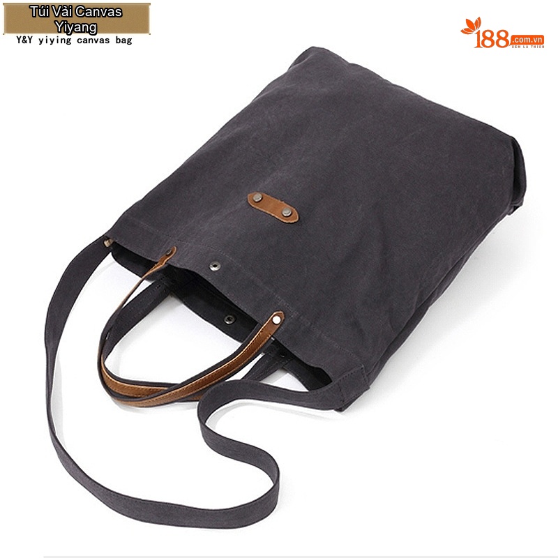 Túi Vải Canvas Khóa Cài Dáng Tote Vintage Đeo Vai, Xách Tay, Đeo Chéo Màu Đen, Kem, Xanh, Nâu...