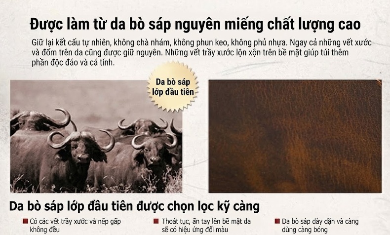 Ví Nam Da Thật Khóa Kéo Gập Đôi Phong Cách Retro Màu Nâu chi tiết 8