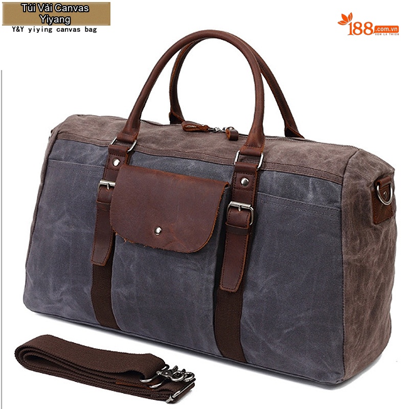 Túi Du Lịch Vải Canvas Dầu Sáp Chống Thấm Nước Đeo Chéo Vai Nam Nữ Sức Chứa Lớn Màu Xám, Nâu, Đen, Xanh...
