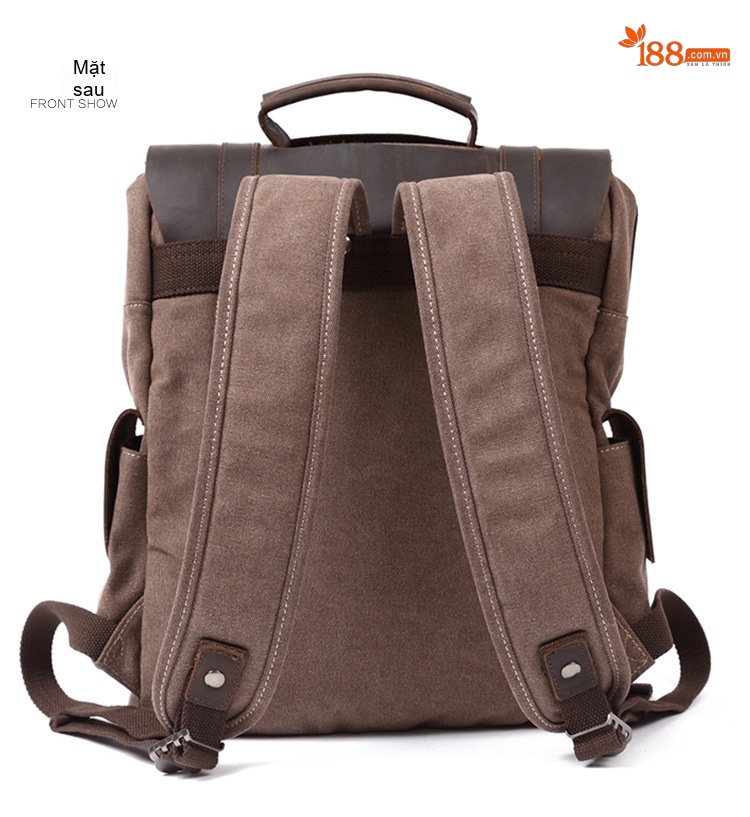 Balo Canvas Phối Da Mờ Du Lịch Phong Cách Vintage chi tiết 10