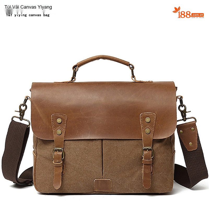 Túi Đeo Chéo Nam Nữ Vải Canvas Kiểu Dáng Postman Thiết Kế Du Lịch, Chụp Ảnh Màu Nâu, Xanh Lá, Xám, Xanh Dương...