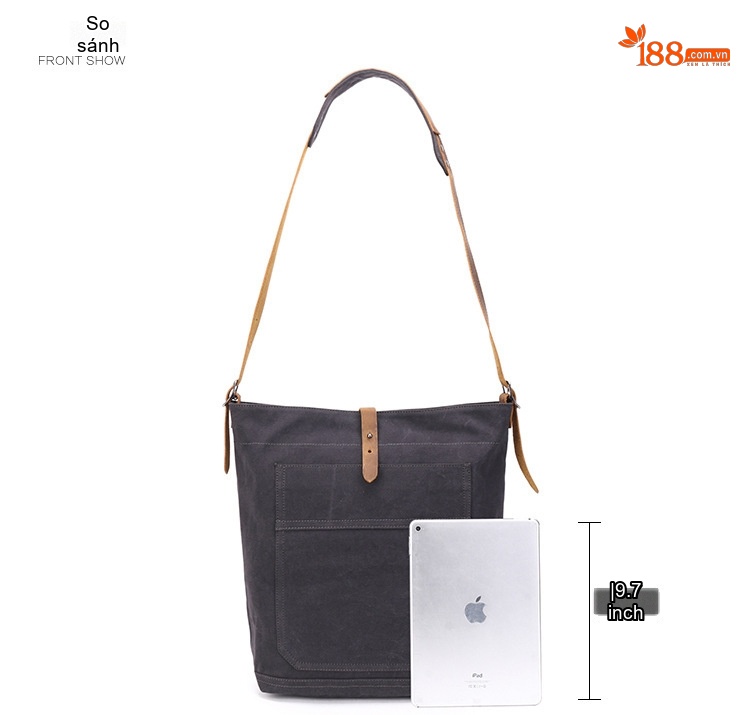 Túi Đeo Vai Vải Canvas Nữ Túi Tote Mua Sắm Hàng Ngày Đơn Giản Màu Đen, Nâu, Xanh Lá, Trắng... chi tiết 9