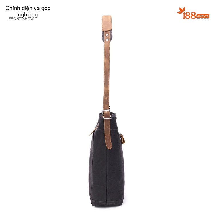 Túi Đeo Vai Vải Canvas Nữ Túi Tote Mua Sắm Hàng Ngày Đơn Giản Màu Đen, Nâu, Xanh Lá, Trắng... chi tiết 7