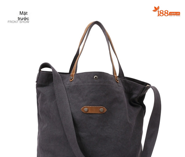 Túi Vải Canvas Khóa Cài Dáng Tote Vintage Đeo Vai, Xách Tay, Đeo Chéo Màu Đen, Kem, Xanh, Nâu... chi tiết 8