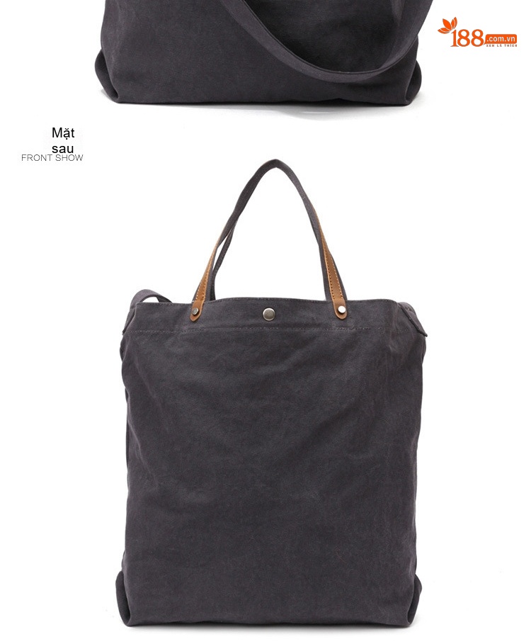 Túi Vải Canvas Khóa Cài Dáng Tote Vintage Đeo Vai, Xách Tay, Đeo Chéo Màu Đen, Kem, Xanh, Nâu... chi tiết 9