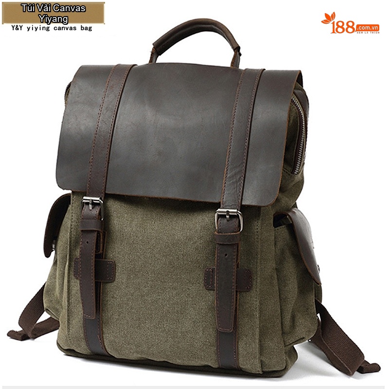 Balo Canvas Phối Da Mờ Du Lịch Phong Cách Vintage