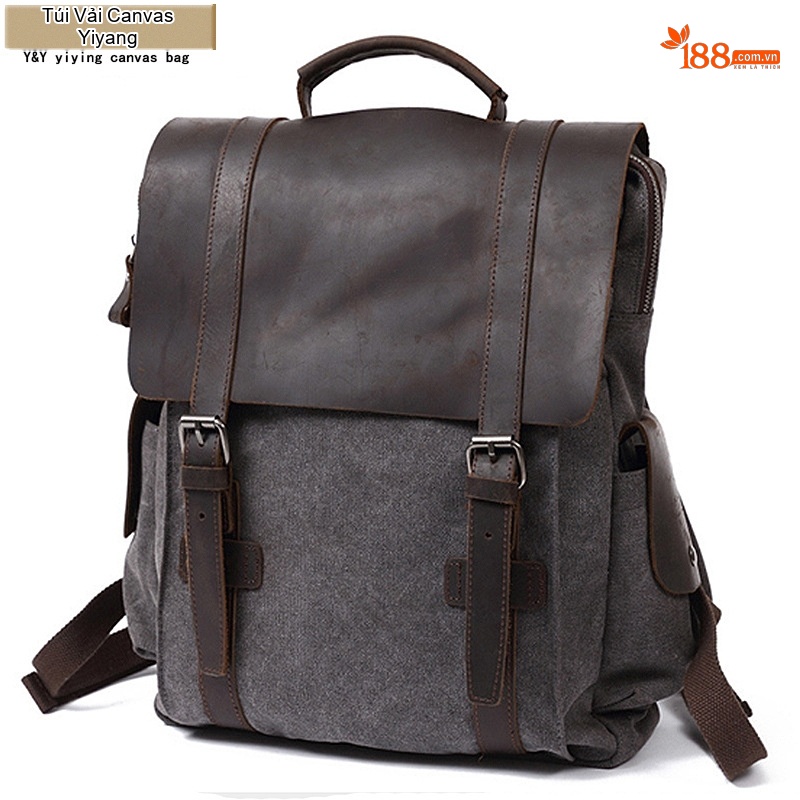 Balo Canvas Phối Da Mờ Du Lịch Phong Cách Vintage