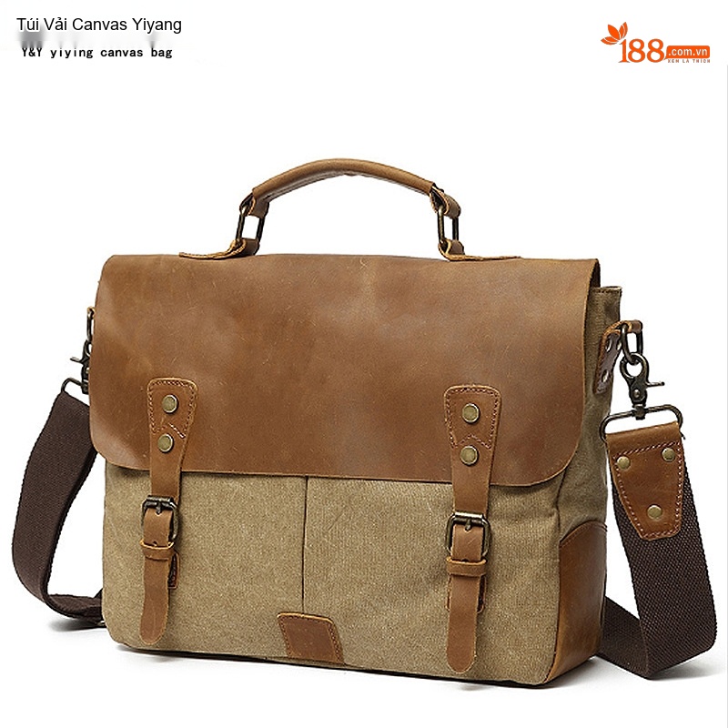 Túi Đeo Chéo Nam Nữ Vải Canvas Kiểu Dáng Postman Thiết Kế Du Lịch, Chụp Ảnh Màu Nâu, Xanh Lá, Xám, Xanh Dương...
