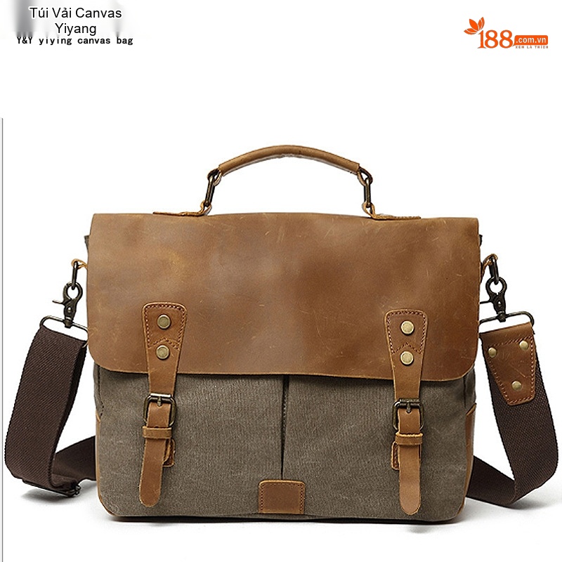 Túi Đeo Chéo Nam Nữ Vải Canvas Kiểu Dáng Postman Thiết Kế Du Lịch, Chụp Ảnh Màu Nâu, Xanh Lá, Xám, Xanh Dương...