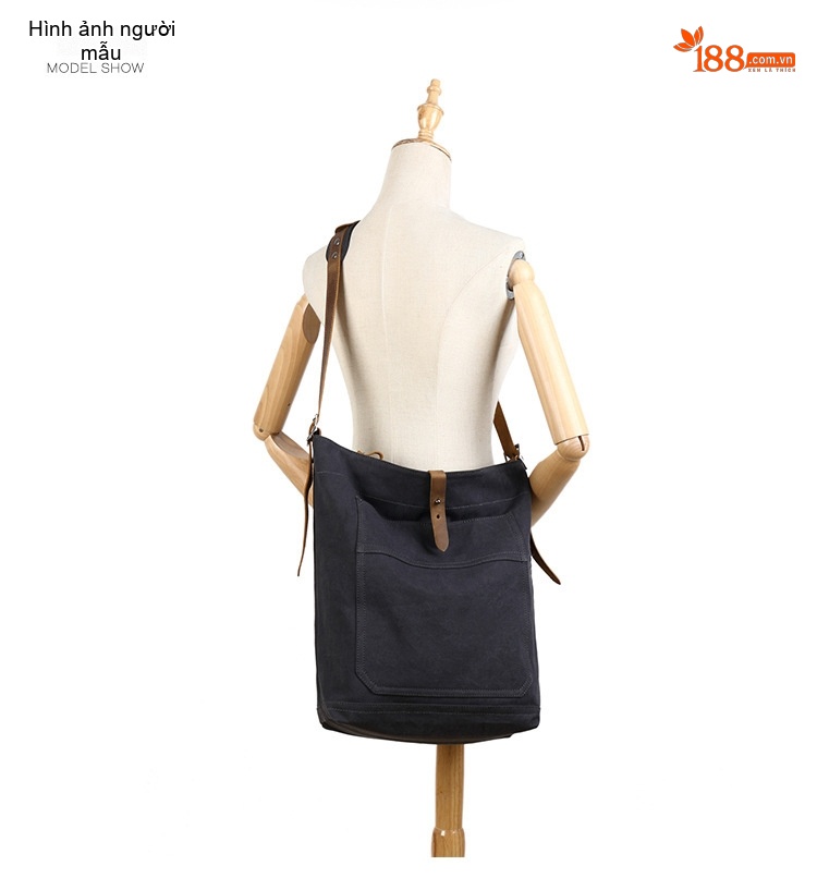 Túi Đeo Vai Vải Canvas Nữ Túi Tote Mua Sắm Hàng Ngày Đơn Giản Màu Đen, Nâu, Xanh Lá, Trắng... chi tiết 10