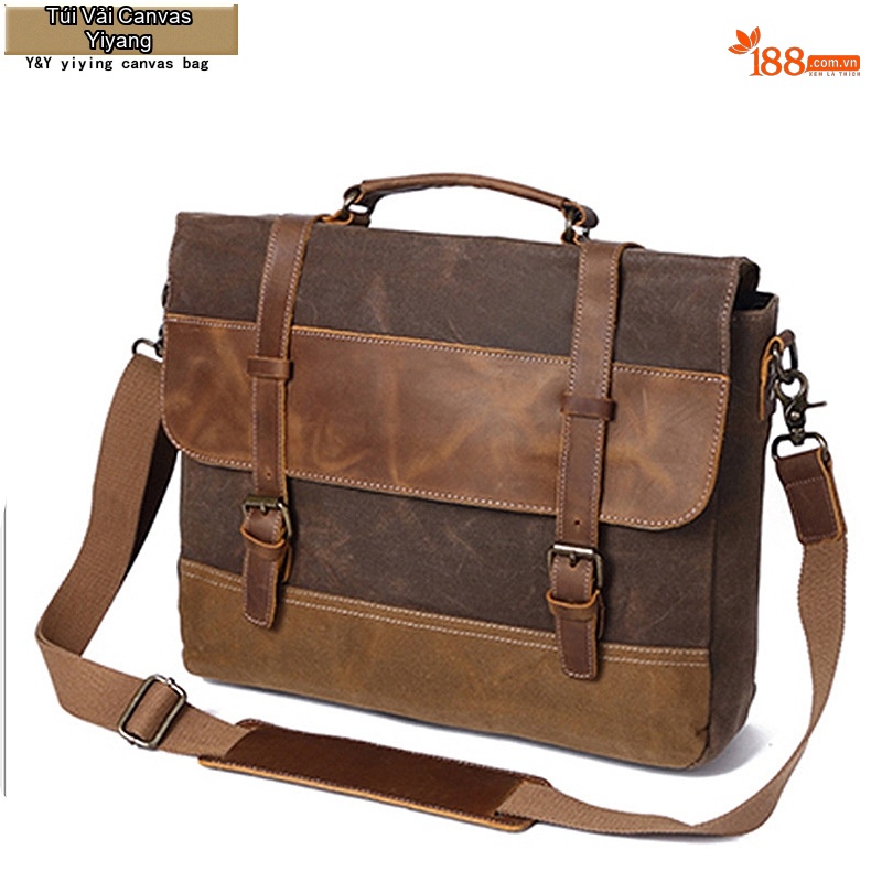 Túi Đeo Vai Nam Vải Canvas Đựng Laptop Công Sở Màu Nâu, Đen, Xám...