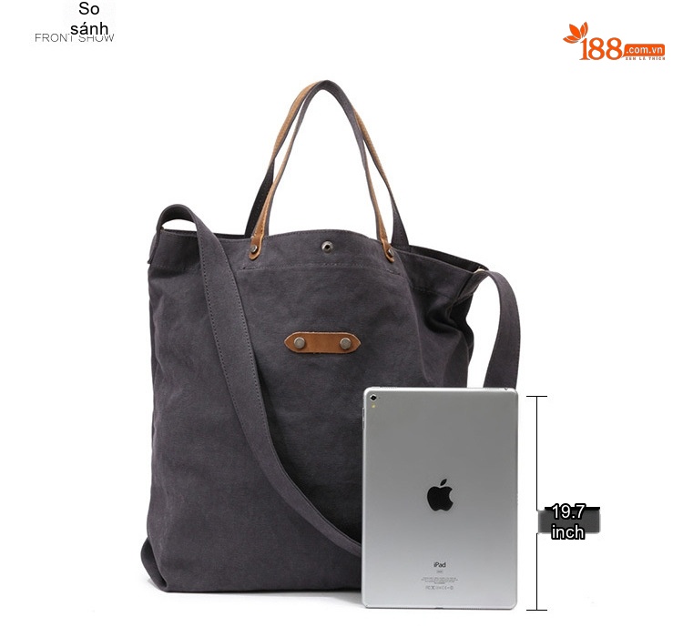 Túi Vải Canvas Khóa Cài Dáng Tote Vintage Đeo Vai, Xách Tay, Đeo Chéo Màu Đen, Kem, Xanh, Nâu... chi tiết 12