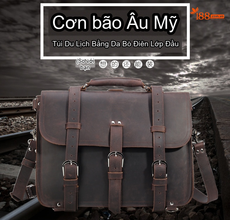 Túi Đeo Vai/Đeo Chéo/Xách Tay Nam Da Thật Phong Cách Âu Mỹ Màu Nâu chi tiết 1