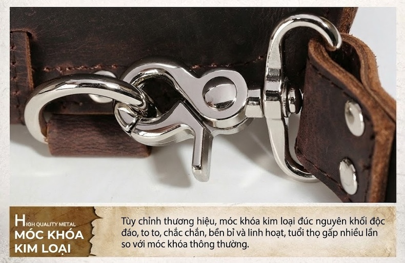 Túi Đeo Vai/Đeo Chéo/Xách Tay Nam Da Thật Phong Cách Âu Mỹ Màu Nâu chi tiết 28