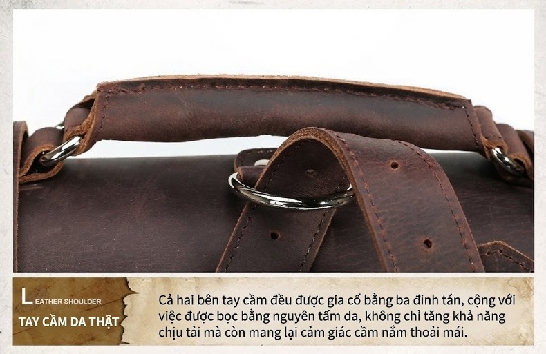 Túi Đeo Vai/Đeo Chéo/Xách Tay Nam Da Thật Phong Cách Âu Mỹ Màu Nâu chi tiết 29