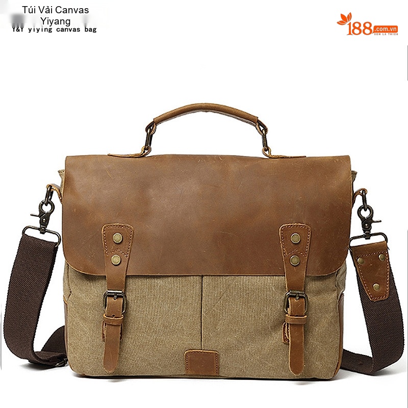 Túi Đeo Chéo Nam Nữ Vải Canvas Kiểu Dáng Postman Thiết Kế Du Lịch, Chụp Ảnh Màu Nâu, Xanh Lá, Xám, Xanh Dương...