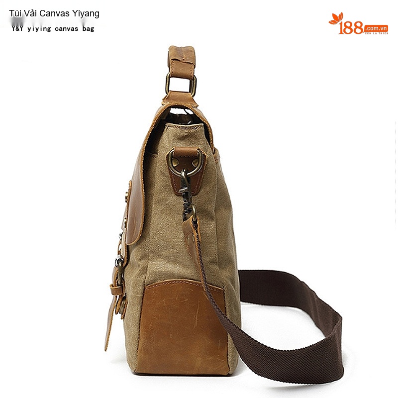 Túi Đeo Chéo Nam Nữ Vải Canvas Kiểu Dáng Postman Thiết Kế Du Lịch, Chụp Ảnh Màu Nâu, Xanh Lá, Xám, Xanh Dương...