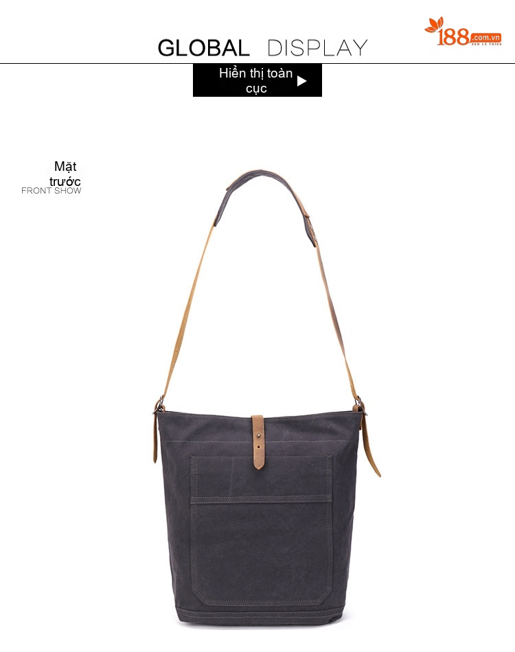 Túi Đeo Vai Vải Canvas Nữ Túi Tote Mua Sắm Hàng Ngày Đơn Giản Màu Đen, Nâu, Xanh Lá, Trắng... chi tiết 5