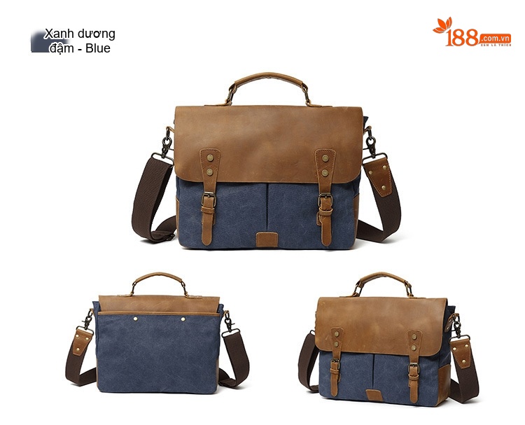 Túi Đeo Chéo Nam Nữ Vải Canvas Kiểu Dáng Postman Thiết Kế Du Lịch, Chụp Ảnh Màu Nâu, Xanh Lá, Xám, Xanh Dương... chi tiết 7