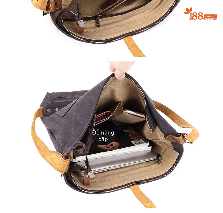 Túi Đeo Vai Vải Canvas Nữ Túi Tote Mua Sắm Hàng Ngày Đơn Giản Màu Đen, Nâu, Xanh Lá, Trắng... chi tiết 12