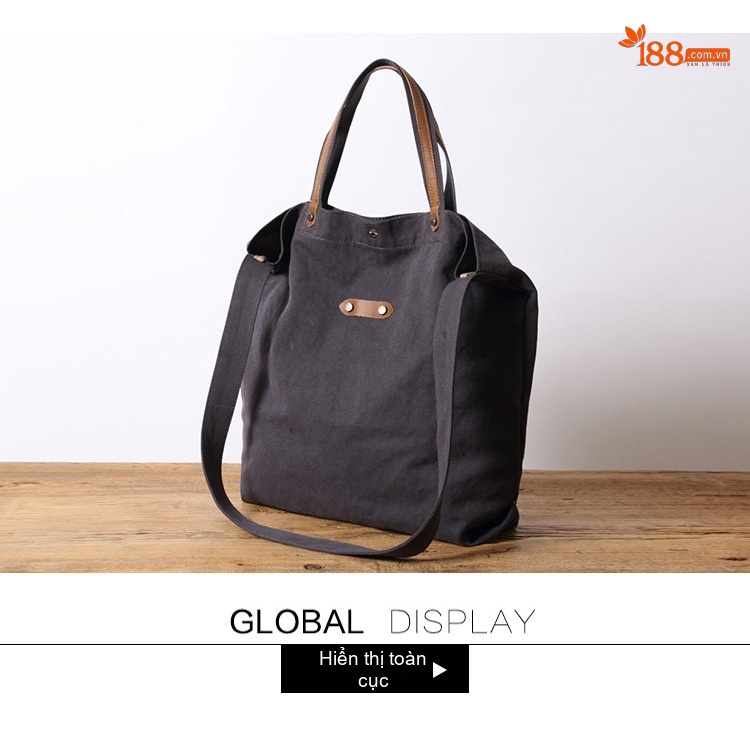 Túi Vải Canvas Khóa Cài Dáng Tote Vintage Đeo Vai, Xách Tay, Đeo Chéo Màu Đen, Kem, Xanh, Nâu... chi tiết 7