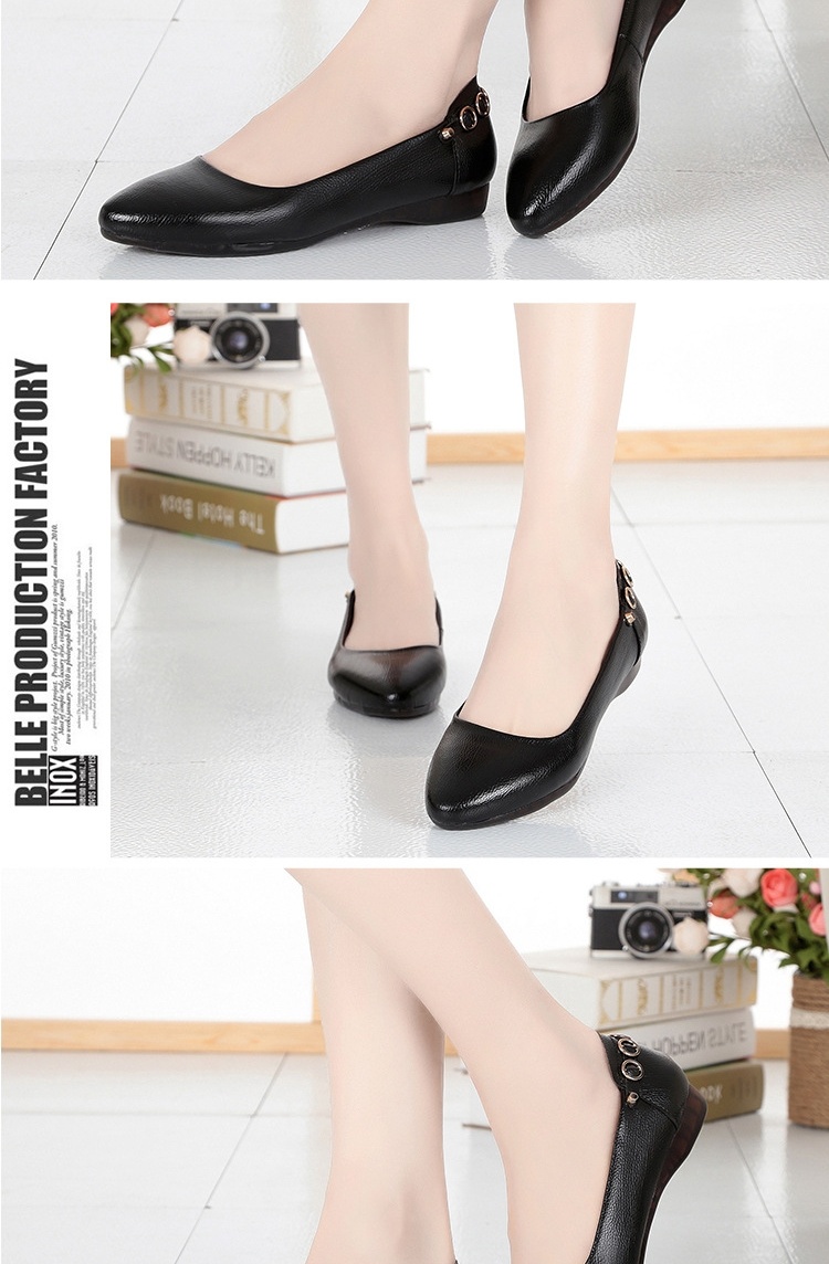 Giày Búp Bê Nữ Da Mềm Chiều Cao Đế Khoảng 1cm Màu Be, Nâu, Đen chi tiết 8