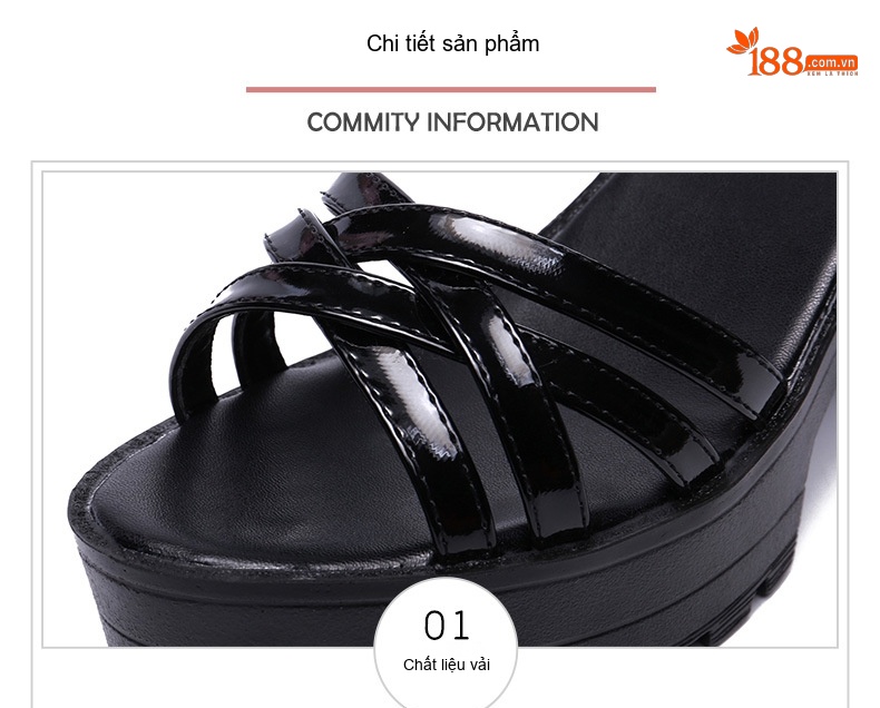 Giày Sandal Cao Gót Nữ Quai Chéo Đế Xuồng Da Bóng Gót Cao 8cm - 9cm Màu Đen, Trắng, Đỏ chi tiết 6