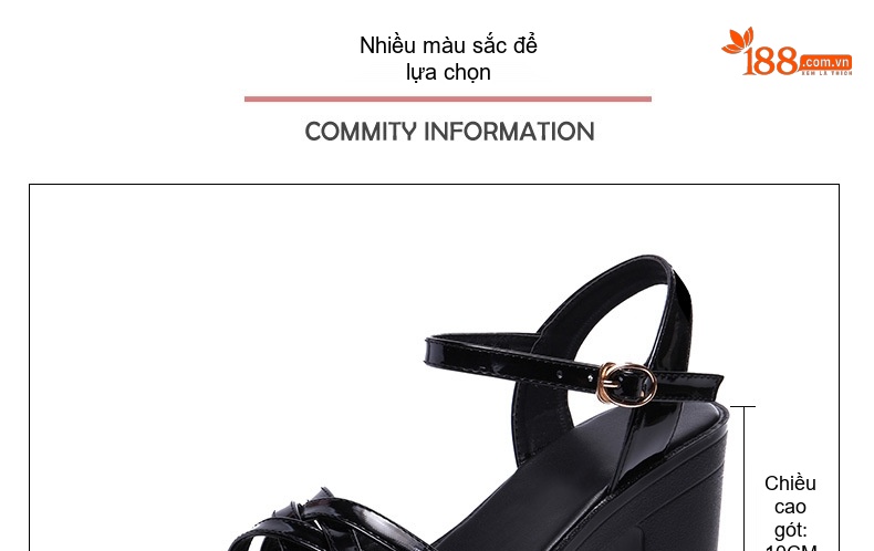 Giày Sandal Cao Gót Nữ Quai Chéo Đế Xuồng Da Bóng Gót Cao 8cm - 9cm Màu Đen, Trắng, Đỏ chi tiết 4