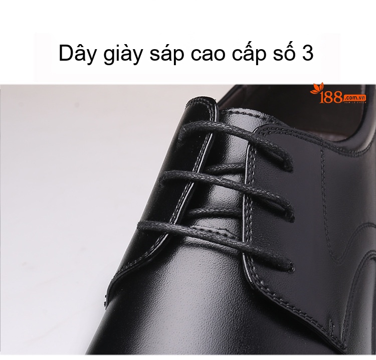 Giày Tây Buộc Dây Nam Da Bóng Chiều Cao Đế 6cm Màu Đen chi tiết 12