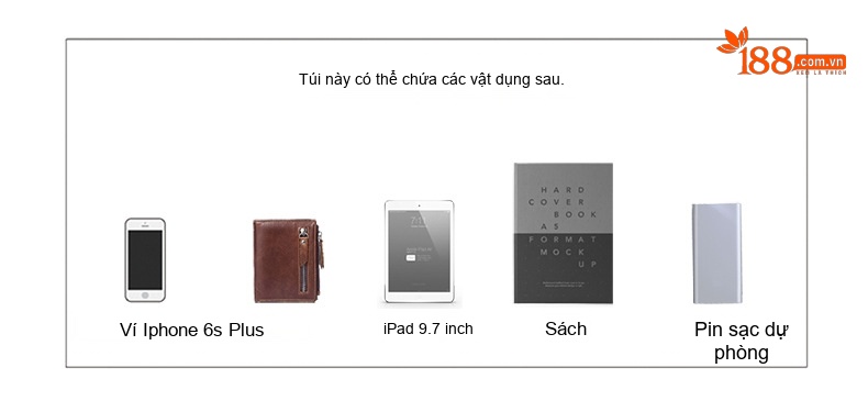 Túi Đeo Vai Nam Da Bò Dáng Đứng Thời Trang Màu Đen, Nâu chi tiết 6