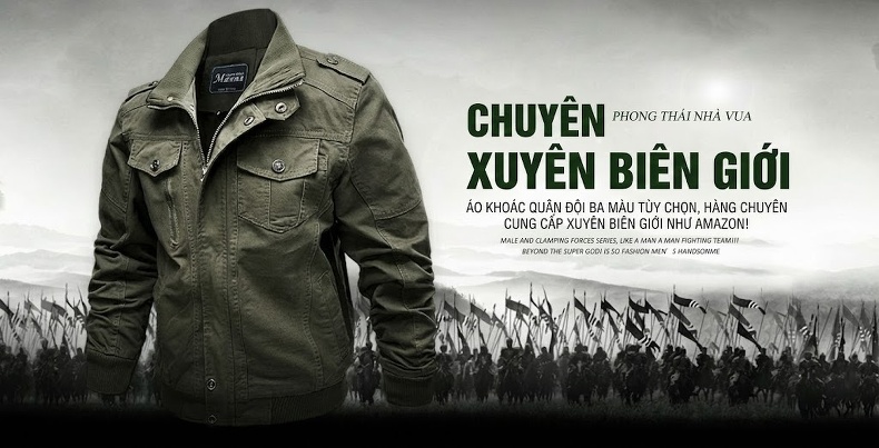 Áo Khoác Lính Nam Cotton Dáng Rộng Phong Cách Âu Mỹ Màu Xanh Rêu, Đen, Nâu chi tiết 1