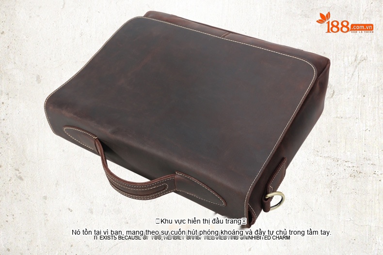 Túi Đeo Chéo/Đeo Vai Nam Da Bò Thật Phong Cách Âu Mỹ Retro Đựng Tài Liệu/Laptop 14 inch Màu Nâu chi tiết 10
