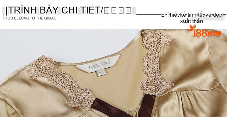 Bộ Đồ Ngủ Hai Món Áo Choàng Dây Rút Lụa Tơ Tằm 100% Gợi Cảm Cho Nữ Màu Vàng, Đỏ chi tiết 11