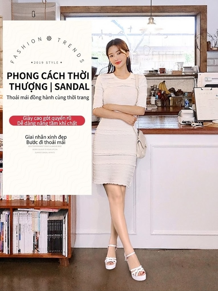Giày Sandal Cao Gót Nữ Hở Ngón Quai Ngang Da Bóng Gót Cao 8cm - 9cm Màu Đen, Trắng, Đỏ, Vàng... chi tiết 1