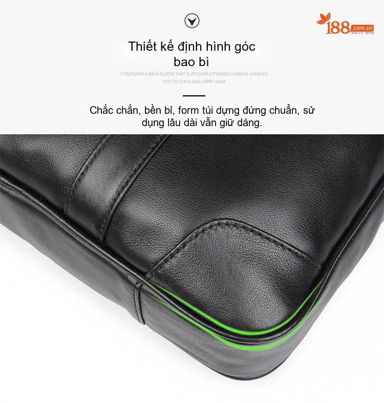 Cặp Túi Xách Tay Công Sở Nam Da Thật Đựng Laptop 15 Inch Màu Đen chi tiết 8