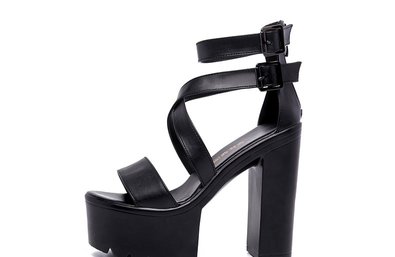 Giày Sandal Cao Gót Nữ Quai Chéo Đế Xuồng Gót Cao 10cm - 12cm Màu Đen chi tiết 15