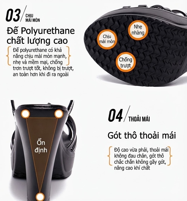 Giày Sandal Cao Gót Nữ Hở Ngón Quai Ngang Da Bóng Gót Cao 8cm - 9cm Màu Đen, Trắng, Đỏ, Vàng... chi tiết 7
