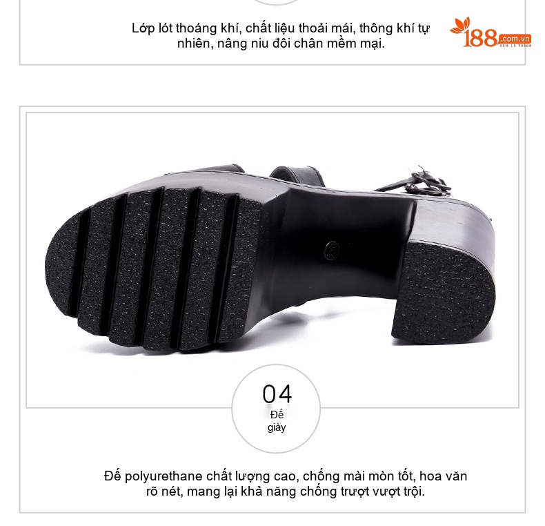 Giày Sandal Cao Gót Nữ Quai Chéo Đế Xuồng Gót Cao 10cm - 12cm Màu Đen chi tiết 7