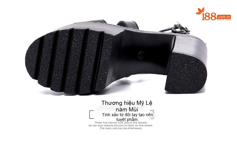 Giày Sandal Cao Gót Nữ Quai Chéo Đế Xuồng Gót Cao 10cm - 12cm Màu Đen chi tiết 17