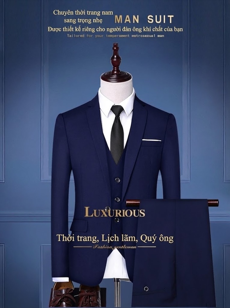 Bộ Vest Nam Dáng Ôm Phong Cách Hàn Quốc Lịch Lãm Màu Đen, Xanh Navy, Xám, Đỏ Rượu Vang... chi tiết 1